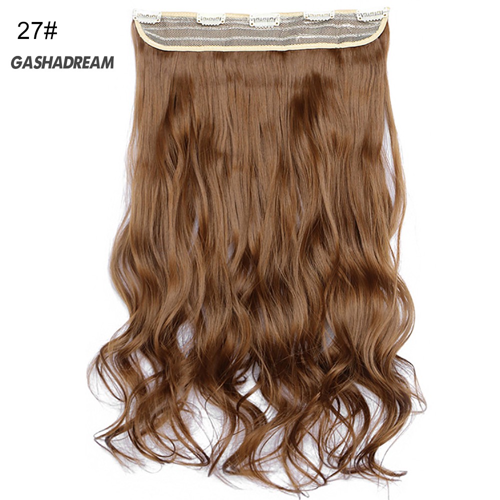 ♉Gd 24 inch Synthetic Fiber Women Five Card Curly Fake Wig Hair Extension Hairpiece