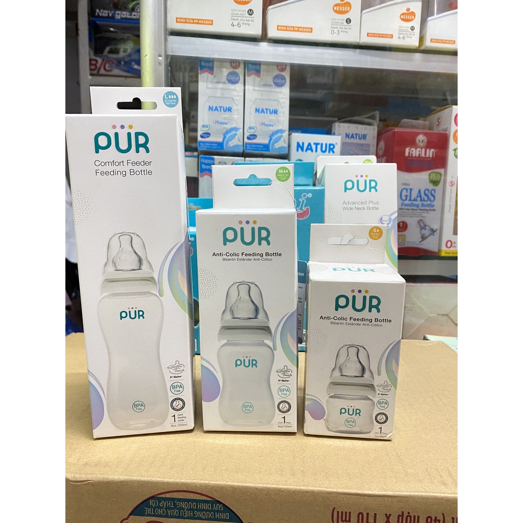 BÌNH SỮA CỔ NHỎ PUR COMFORT 60ML, 120ML , 250ML