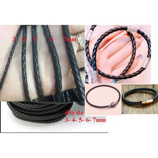 2met dây da đen/ nâu tròn làm vòng nhiều size 3-4-5-6-7mm