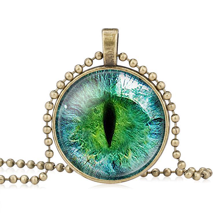 Vòng cổ Mặt Kính Đá Mắt Mèo Khủng Long