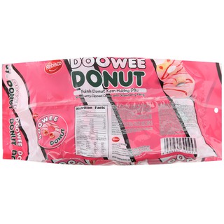 Bánh Donut Doowee Dâu 360g (Gói 12 cái, bánh ăn sáng)