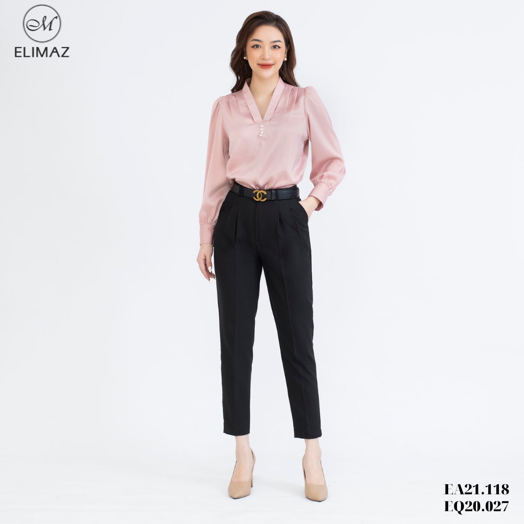 Quần tây âu nữ công sở lưng cao dáng baggy nhẹ, Chất Liệu Tuytsi Cao Cấp Elimaz EQ20.027 - Hàng nhập
