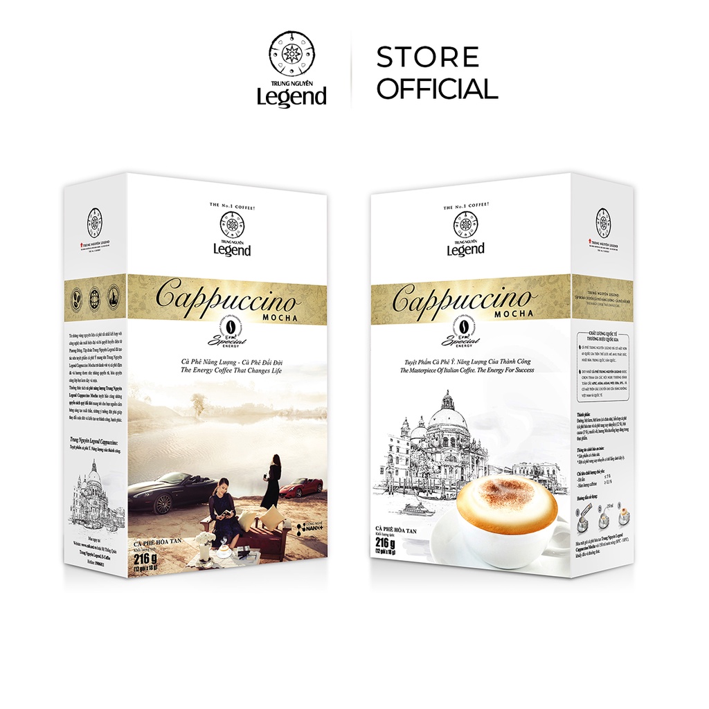 [Cà Phê Cappuccino] Combo 2 Cà phê Hòa Tan Cappuccino Mocha - Hộp 12 gói - Trung Nguyên Legend