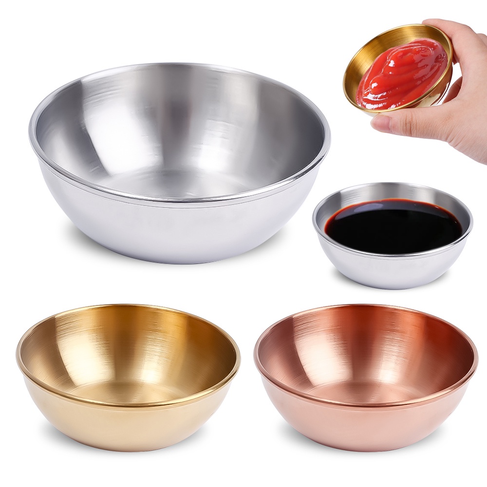 [Mới] Đĩa Đựng Nước Sốt / Gia Vị Nhỏ Hình Tròn Bằng Thép Không Gỉ Màu Vàng Kim Dành Cho Nhà Bếp