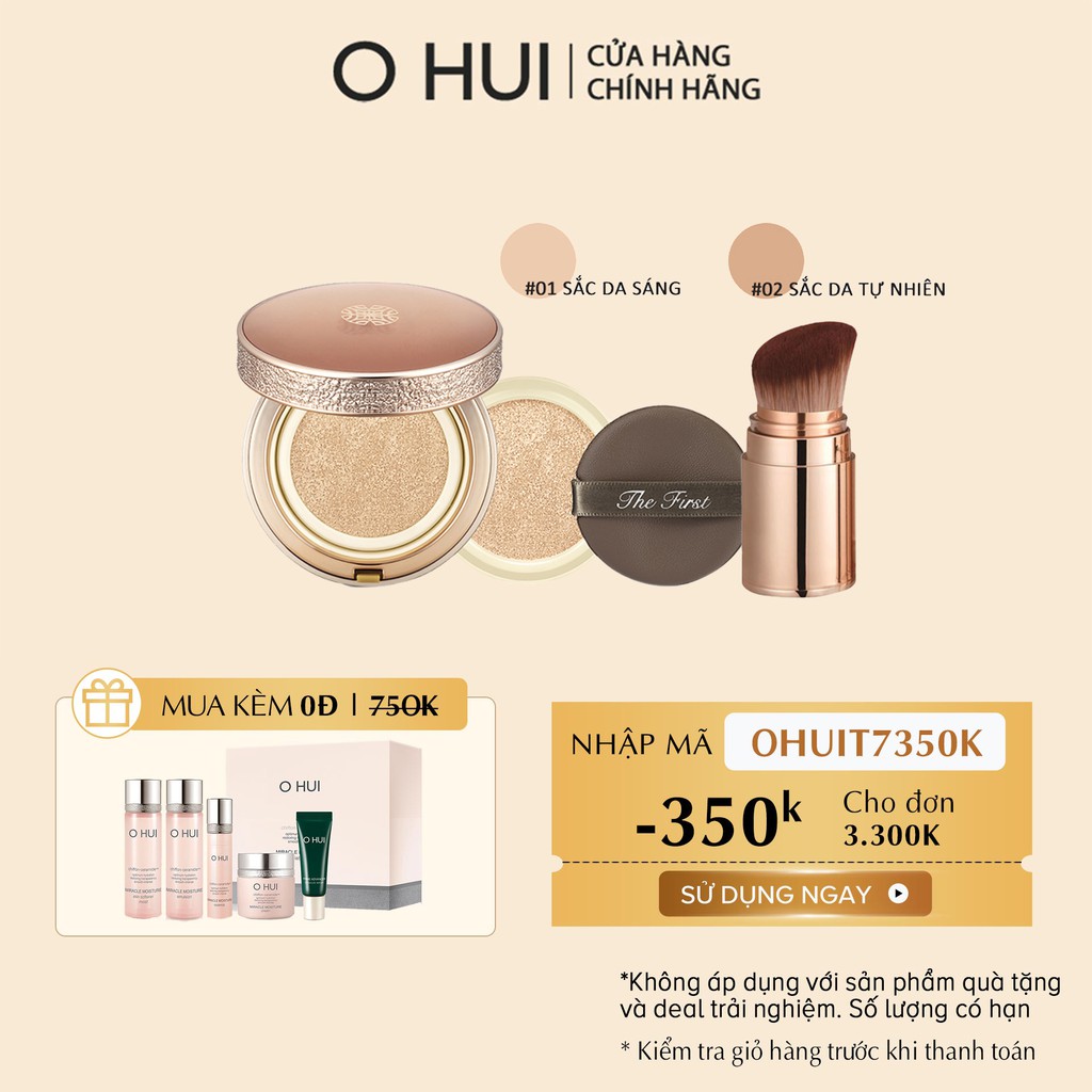 Phấn nước tinh chất vàng 24k OHUI The First Geniture Ampoule Cover Cushion SPF50+ PA+++ 15g (Tặng kèm lõi refill 15g)