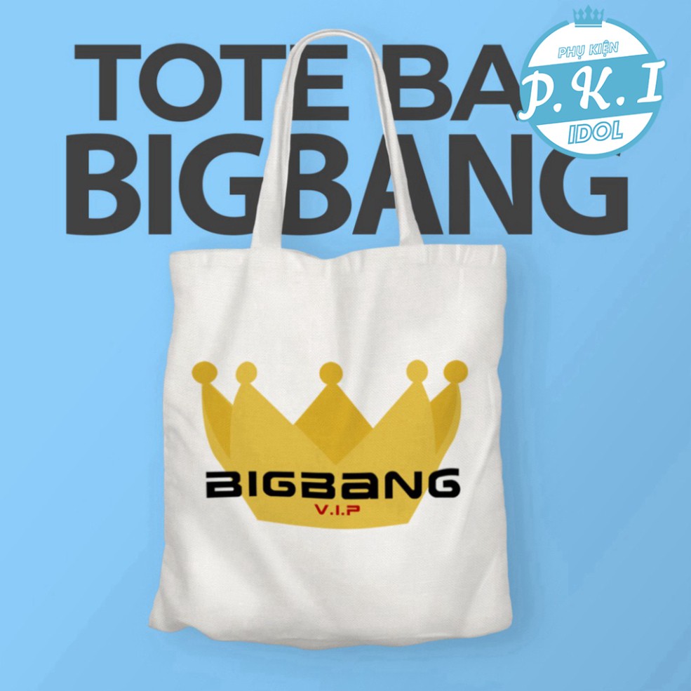 Túi Tote Vải In Hình Logo BIGBANG-VI.P Thời Trang Hàn Quốc - QUÀ TẶNG K-POP