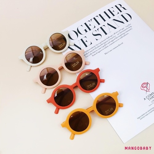 Kính râm tròn chống tia cực tím màu đen cổ điển cho trẻ em