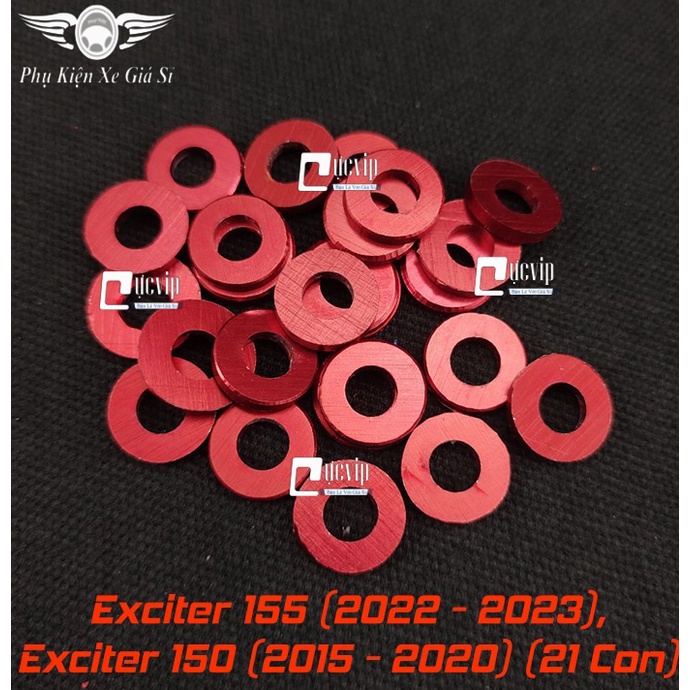 Combo 21 Con Lông Đền Đỏ Nhôm CNC 6Li Gắn Ốc Lốc Máy Xe Exciter 155 (2022 - 2023), Exciter 150 (2015 - 2020) MS5236