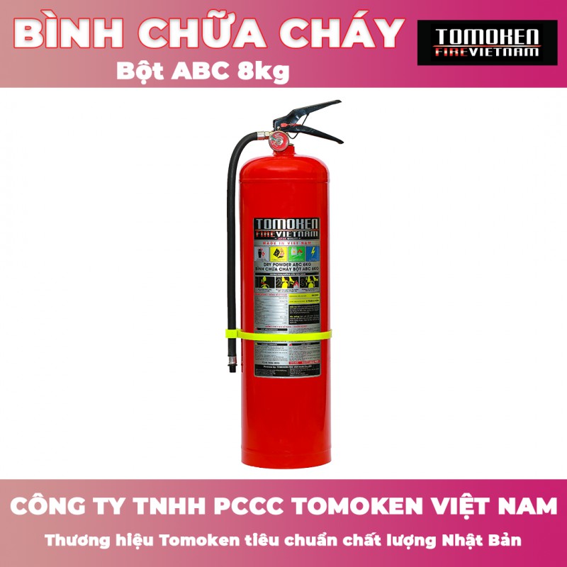 Bình chữa cháy ABC 8kg Tomoken- Đã bao gồm kiểm định, bảo hành 2 năm
