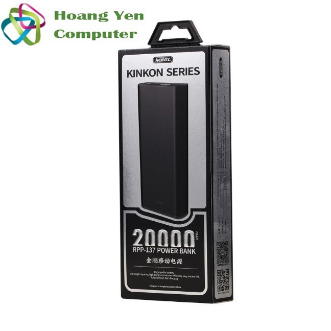 Sạc Dự Phòng 20000mAh Mini Remax RPP-137 3 Cổng Sạc Vào, 2 Cổng Sạc Ra - BH 1 Năm