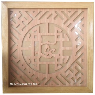 Tấm ám khói hương màu vàng KT 41x41cm gỗ sồi Mỹ dùng che khói 1 bát hương