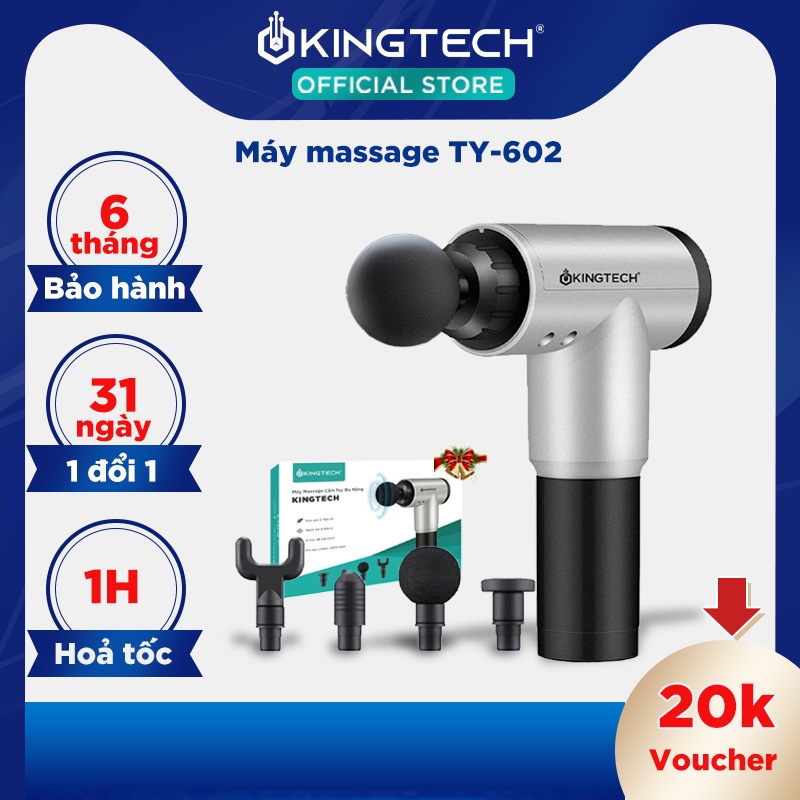 Máy Massage Cầm Tay KINGTECH TY-602 - Súng Mát Xa Toàn Thân 6 Cấp Độ - Chuyên Sâu Vai Lưng, Giảm Đau Cơ,Bảo Hành 6 tháng