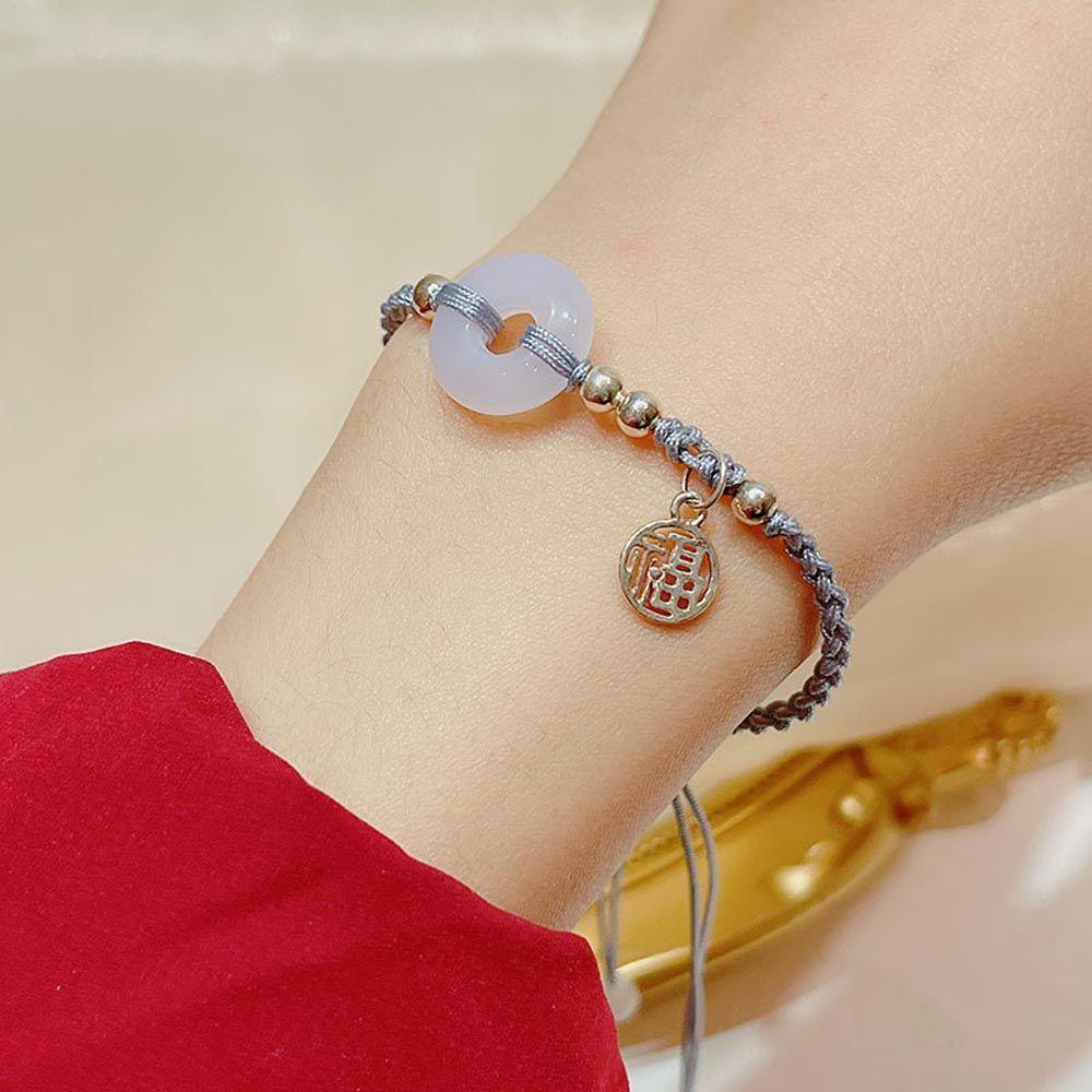Mxgoods Vòng Tay Ngọc Bích May Mắn Phong Cách Vintage Dành Cho Bạn Nữ