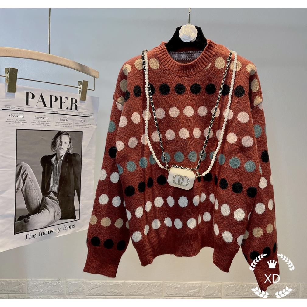 Áo len tay dài, áo len form dài chấm bi cực xinh mix đồ cực dễ chất len mặc ấm hàng quảng châu cao cấp mặc là sang | BigBuy360 - bigbuy360.vn