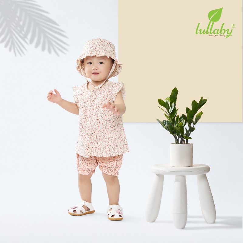 Đồ bộ xuân hè cộc tay Lullaby cho bé gái NHT01B Màu hồng [Thời trang trẻ em cao cấp - chính hãng Lullaby Store]