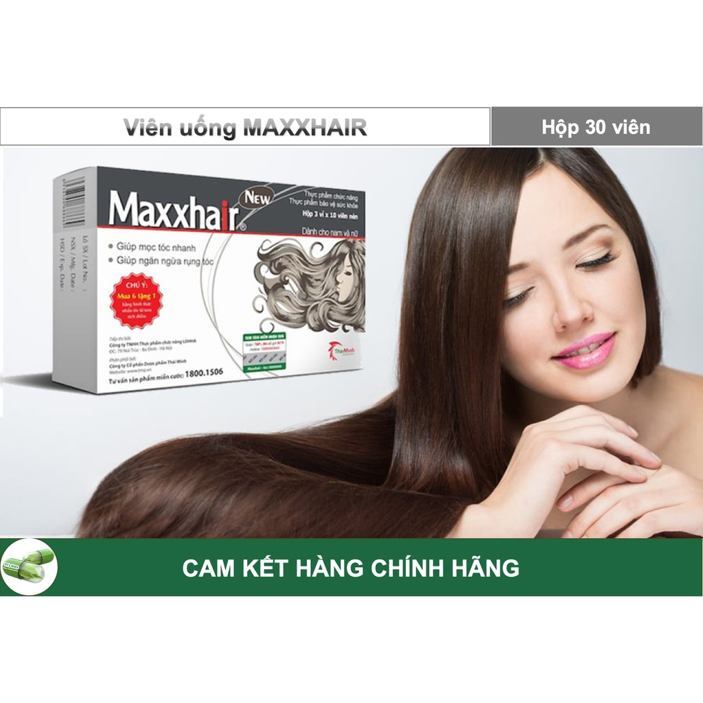 MAXXHAIR [Hộp 30 viên] - Viên uống mọc tóc nhanh, giảm rụng tóc, biotin [maxhair]