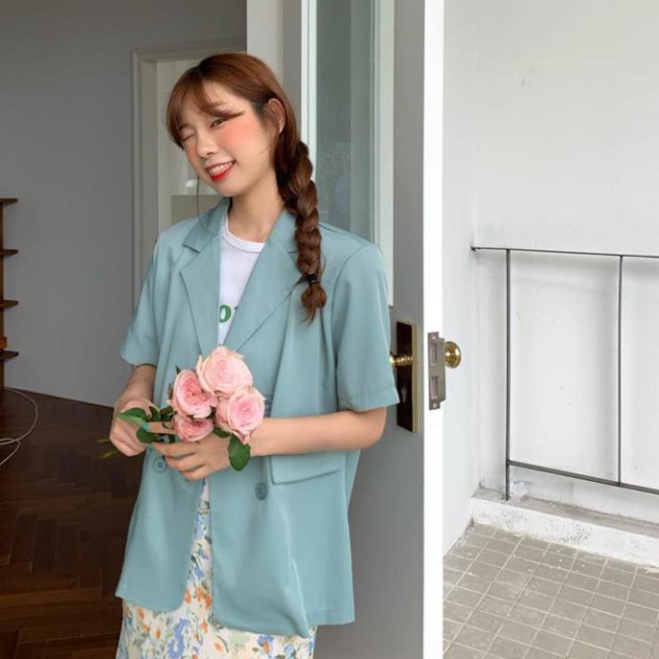 Xiaozhainv Áo Blazer ngắn tay thời trang Hàn Quốc dễ phối đồ | BigBuy360 - bigbuy360.vn