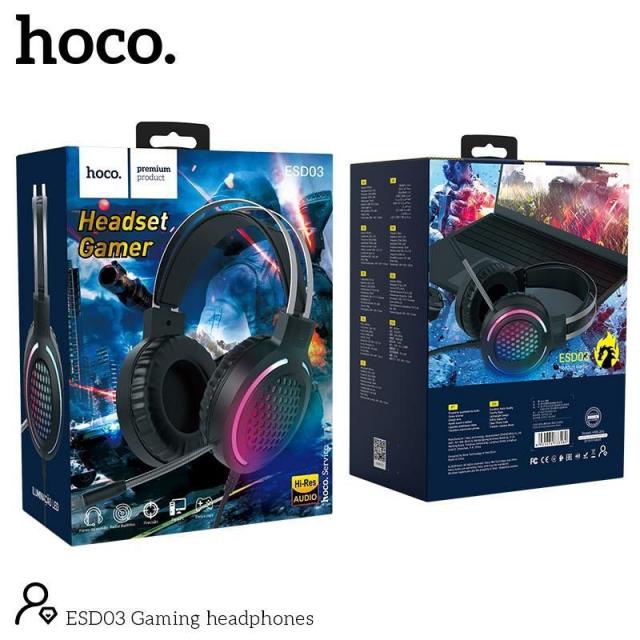 🌟🌟🌟CHÍNH HÃNG🌟🌟🌟Tai nghe Gaming Hoco ESD04 /ESD03 có mic đàm thoại. Có Đèn LED Sêu Đẹp {BẢO HÀNH CHÍNH HÃNG}