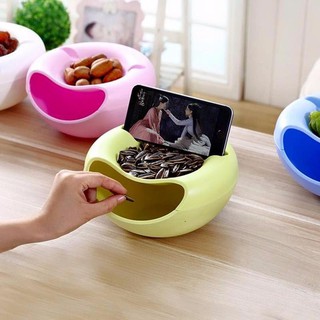 Hộp Đựng Đồ Ăn Kiêm Giá Đỡ Điện Thoại Đa Năng, Hộp Đựng Đồ Ăn Vặt 2 Ngăn