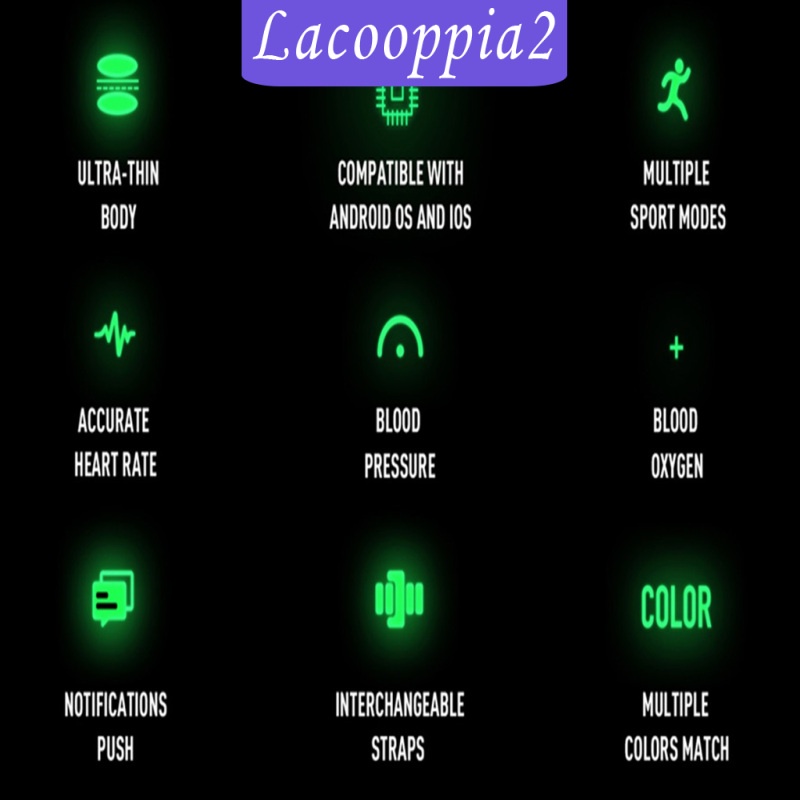 Đồng Hồ Thông Minh Lacooppia2 Theo Dõi Sức Khỏe Kèm Phụ Kiện Đen