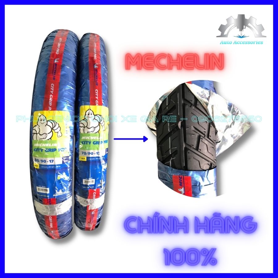 CHÍNH HÃNG 100% MECHELIN - Vỏ Không Ruột Mechelin size 70-80/90-17 - Loại Vỏ Lốp Xe Máy Cao Cấp (CÓ LẺ)