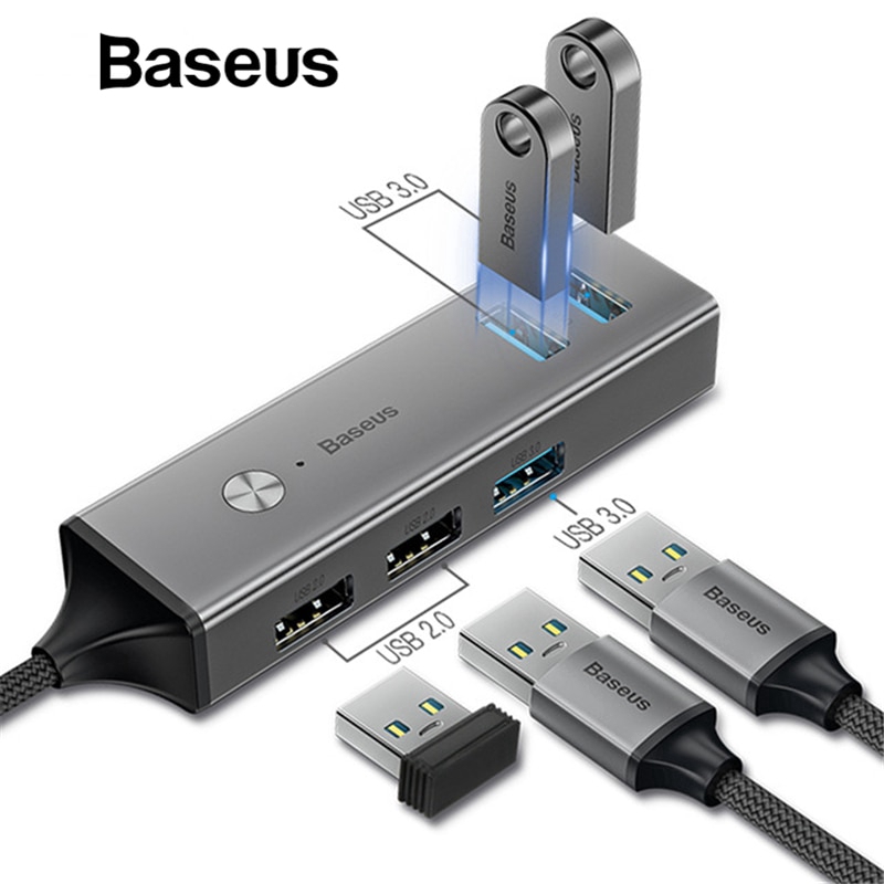 Bộ chuyển đổi Baseus USB Or Type C 3.0 sang 3 USB3.0 + 2 USB2.0 OTG HUB cho Macbook