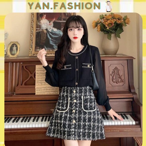 Chân Váy Chữ A Chất Dạ Lưng Cao Hàng Quảng Châu