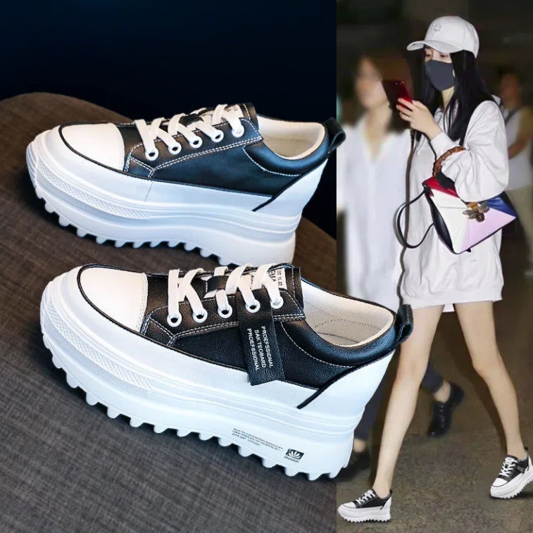 Giày Thể Thao Đế Dày Tăng Chiều Cao Phối Lưới Thoáng Khí Thời Trang Cho Nữ