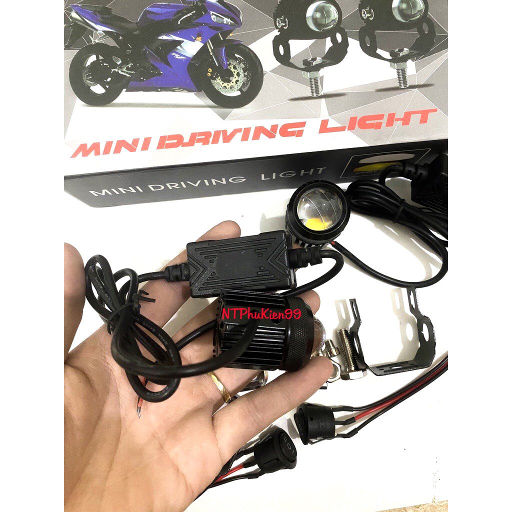 Đèn Trợ Sáng Mini Bi Cầu 2 Mầu Cos Vàng Pha Trắng Siêu Sáng Loại 1 Có Cục Nguồn