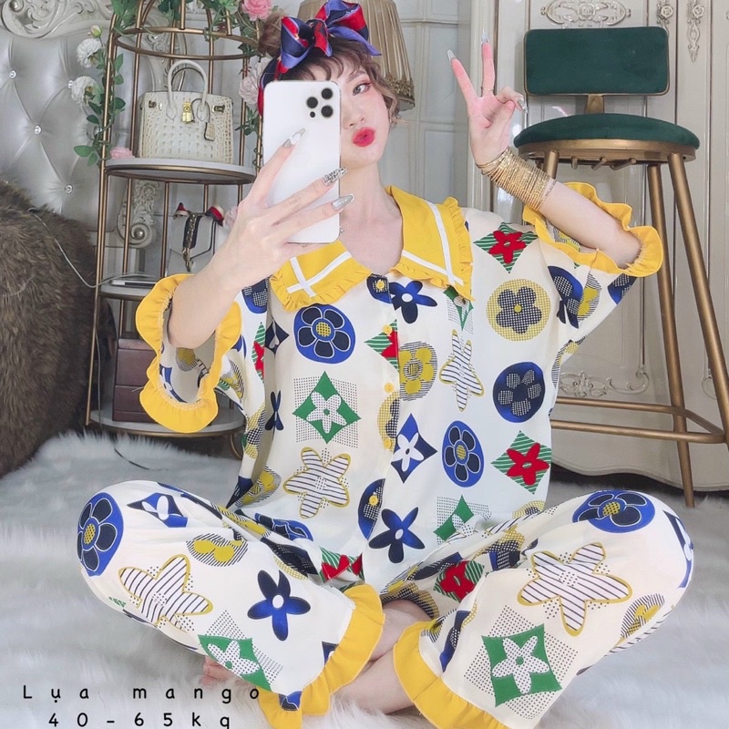 Bộ pijama mango cánh rơi viền bèo