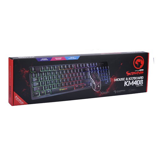 Bộ bàn phím và chuột Marvo KM408 led đa màu - chơi game cực ổn (Đen) - Nhất Tín Computer
