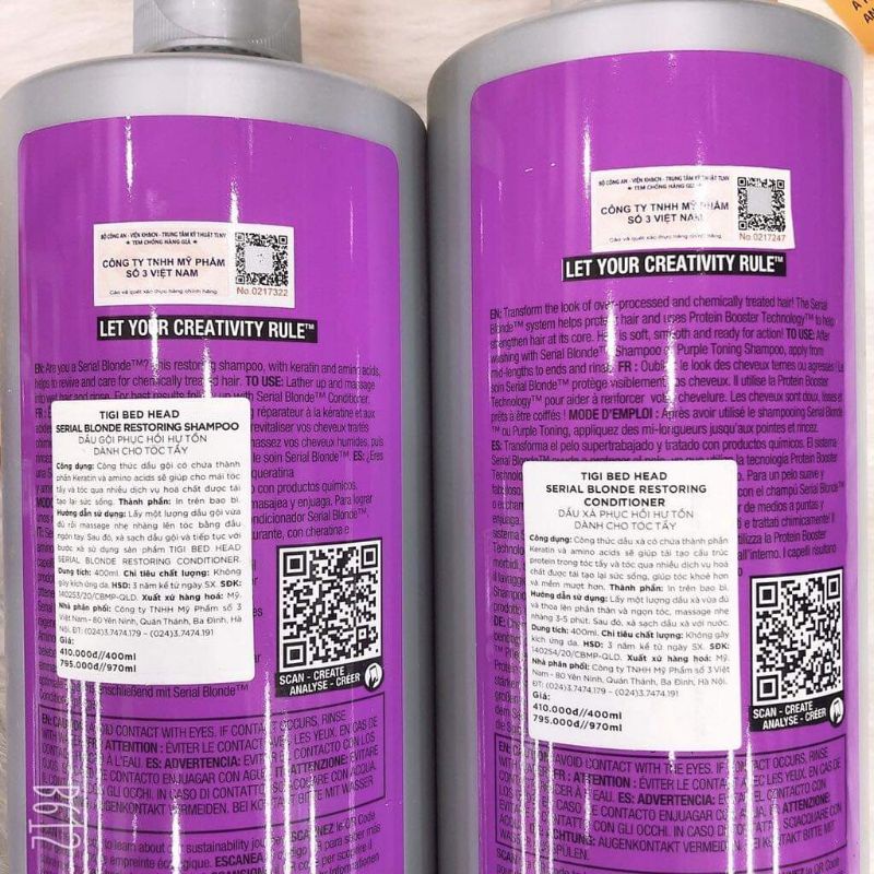 Dầu gội xả Tigi Bedhead SERIAL blonde dùng cho tóc tẩy 400ml - 970ml