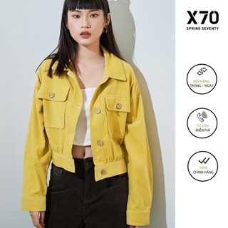 Áo Khoác Nữ Nhung Tăm Thiết Kế Nút Gỗ Túi Hộp Thời Trang X70 - 02560004