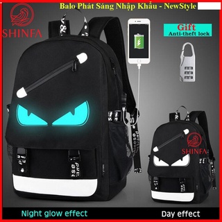 [ HOT ] Balo Đi Học Thời Trang Phát Sáng Hình Mắt - Tặng Dây Sạc USB + Khóa Chống Trộm Hot 2021