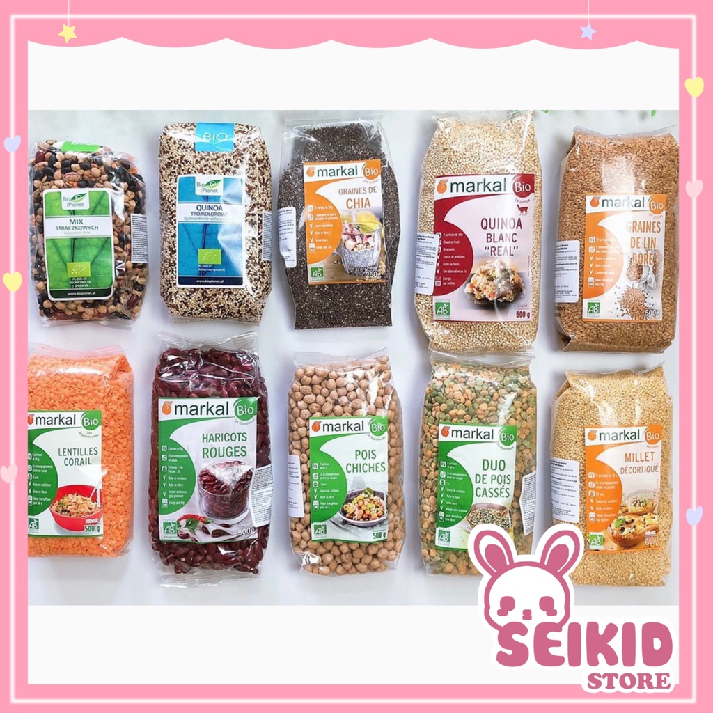 Thực Phẩm Hữu Cơ Đậu Hạt Organic Cho Bé Ăn Dặm Nấu Cháo Bột Seikid