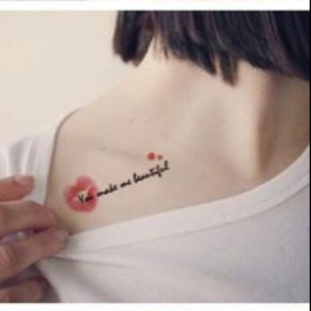 Hình xăm tatoo chữ môi a03 .Xăm dán tatoo mini tạm thời, size &lt;10x6cm