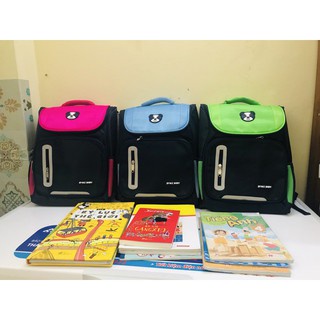 SIZE TO 40CM Balo học sinh tiểu học hình gấu SM Baby cho bé trai chất liệu chống thấm Ba lô chống gù có phản quang