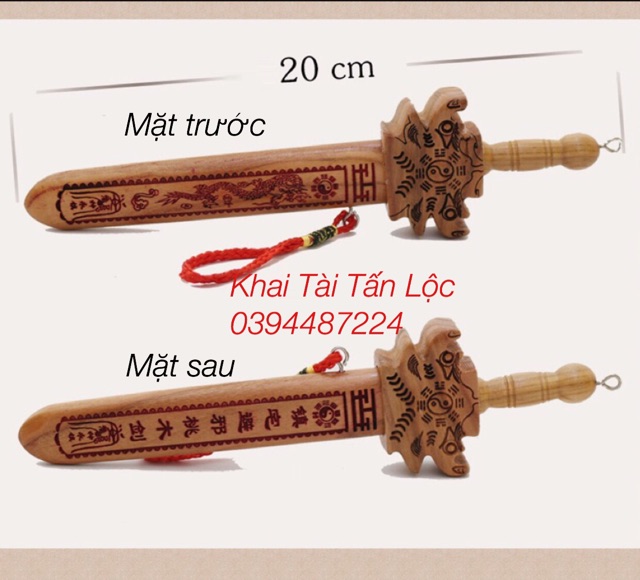 Kiếm gỗ đào thất tinh bát quái 20 cm