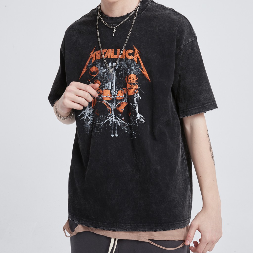 Áo thun Metallica nam nữ Unisex form rộng kiểu Vintage màu Wash xám đẹp, áo phông Hàn Quốc cho thế hệ Genz T8852 | BigBuy360 - bigbuy360.vn