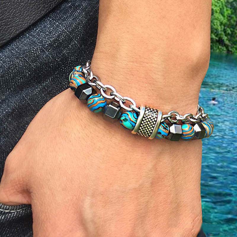 Vòng Tay Chuỗi Hạt Đá Malachite Có Thể Điều Chỉnh Dành Cho Nam Và Nữ