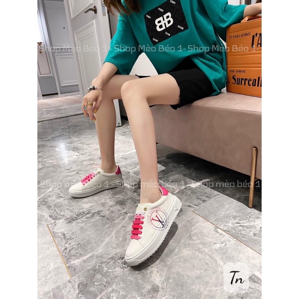 Giày thể thao spsl trắng hoạ tiết dây màu gót pha fullbox