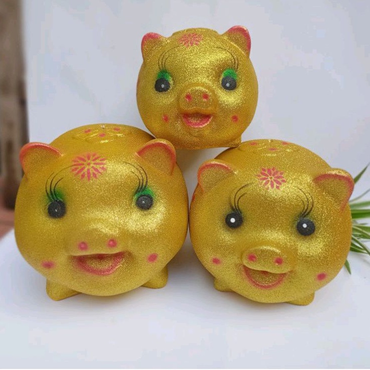 Lợn Đất Tiết Kiệm Phủ Kim Tuyến Lấp Lánh Ý Nghĩa Hút Tài Hút Lộc cho chủ Nhân