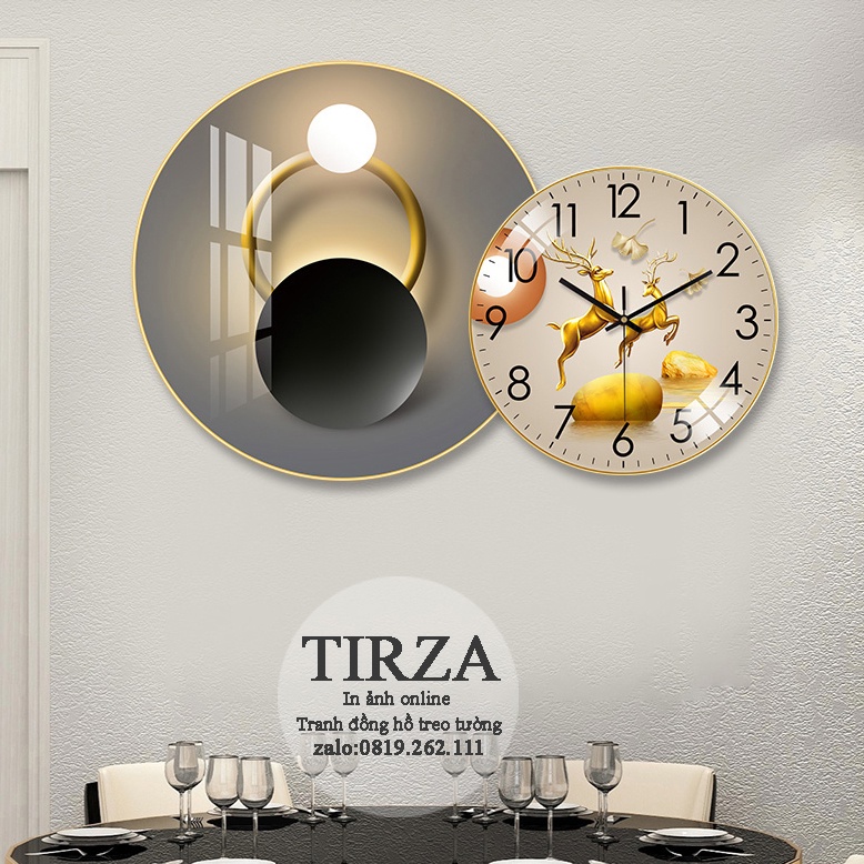 Bộ Tranh Tráng Gương + Đồng Hồ Treo Tường Kim Trôi Sang Trọng Và Hiện Đại Phù Hợp Với Nhiều Không Gian Sống