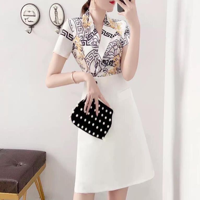 Đầm Trắng Phối Áo Màu Cao Cấp - Váy Đầm Công Sở Xô Lụa Nhập Quảng Châu Siêu Sang Chảnh