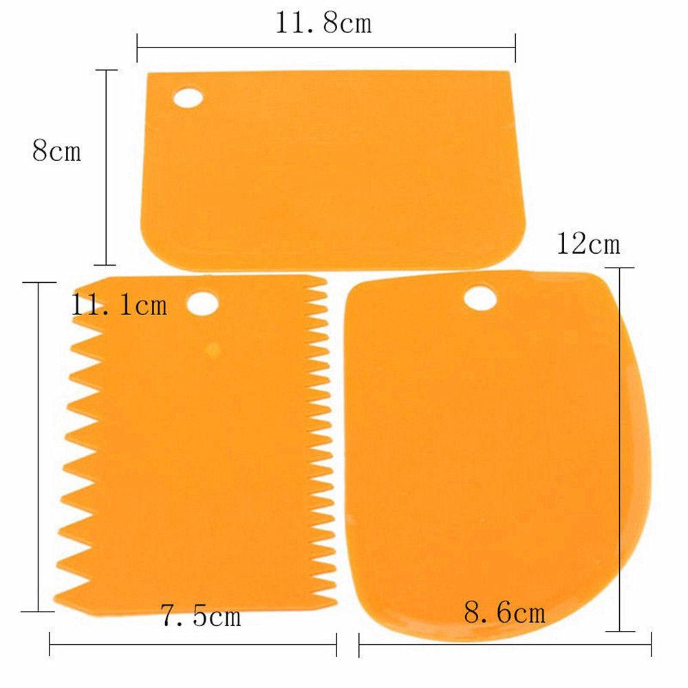 3pcs Set Plastic Dough Icing Fondant Scraper Cake