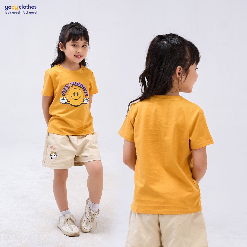 Áo thun trẻ em YODY cotton USA unisex In chữ Stay Positive - AR Collections TSK5087