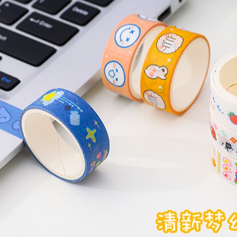 1 cuộn băng dán giấy Washi trang trí dễ thương 4mm