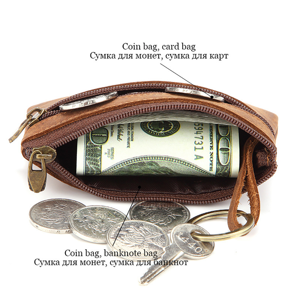 TWINKLE Retro Coin Purse Men Zero Purse Wallet Women Fashion Pocket Crazy Horse Leather Lady Money Bag Clutch Bag/Multicolor