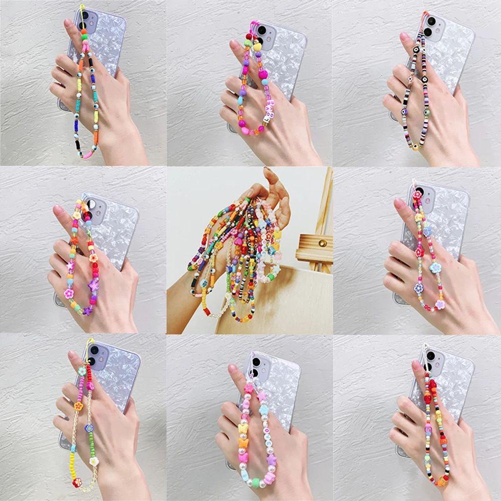 Dây đeo điện thoại MMULCK dạng chuỗi hạt cười nhiều màu sắc chống thất lạc cho nữ