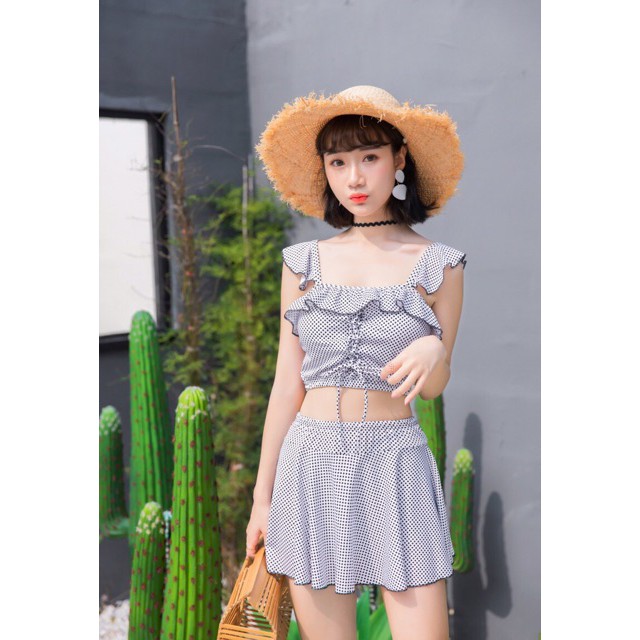 Bikini tắm biển kín đáo Hàn Quốc đồ bơi cạp cao che bụng - Siêu HOT | BigBuy360 - bigbuy360.vn